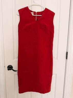 Vintage Pat Richards Red Suede Sleeveless Shift Dress